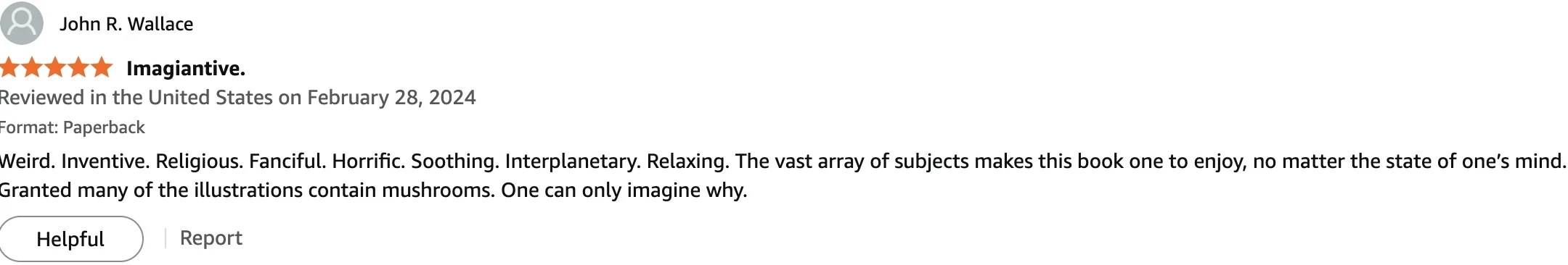 John R. Wallace — 4 stars — Imagiative.