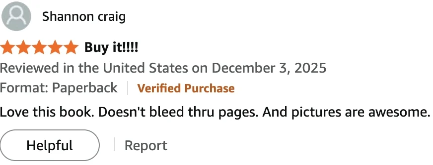 Shannon craig — 5 stars — Buy it!!!! Love this book. Doesn’t bleed thru pages.